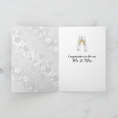 White Wedding Satin Damask Karte (Innenseite)