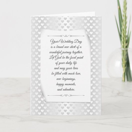 White Wedding Satin Sheen Hearts Karte (Vorderseite)
