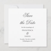White Wedding Save the Date Card (Vorderseite)
