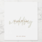 White Wedding Script Personalisiert Weinetikett (Einzelnes Label)