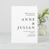 White Wedding with a photo & QR Code Einladung (Stehend Vorderseite)