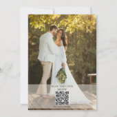 White Wedding with a photo & QR Code Einladung (Rückseite)