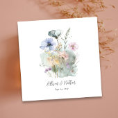 White Wedkins mit Aquarellfarben-Wildblumen Serviette
