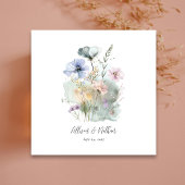 White Wedkins mit Aquarellfarben-Wildblumen Serviette