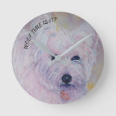 WHITE WEST HIGHLAND TERRIER RUNDE WANDUHR (Vorderseite)