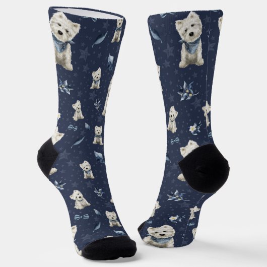 White Westie Christmas Socken (Gewinkelt)