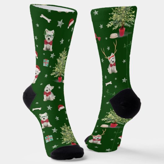 White Westie Christmas Whimsical  Socken (Gewinkelt)