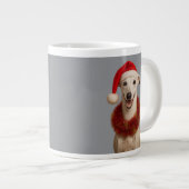 White whippet in Santa hat Christmas Jumbo-Tasse (Vorderseite Rechts)