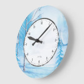 White Whiter Landscape Wasserfarben Illustration Große Wanduhr (Winkel)