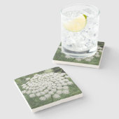 White Wild Blume Queen Anne's Lace Steinuntersetzer (Seitenansicht)