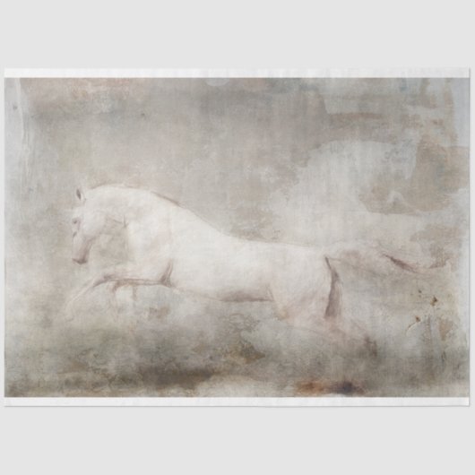 White Wild Horse Decoupage Seidenpapier (Vorderseite)