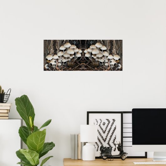 White Wild Mushroom Cluster Mirror Abstrakt Poster (Heimbüro)