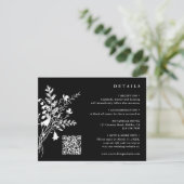 White Wildblume Bouquet Black Wedding Details Begleitkarte (Stehend Vorderseite)
