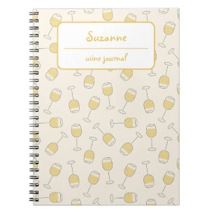White Wine Glass Degustation Journal Notizblock