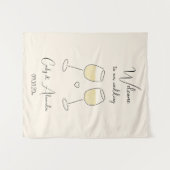 White Wine Glass Wedding Welcome Wandteppich (Vorderseite (Horizontal))