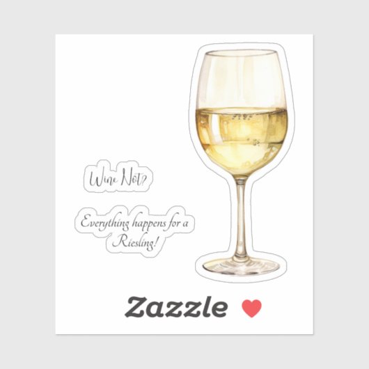 White Wine Lover Sticker mit Funny Wine Phrasen (Blatt)