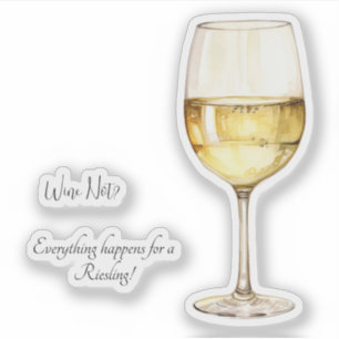 White Wine Lover Sticker mit Funny Wine Phrasen