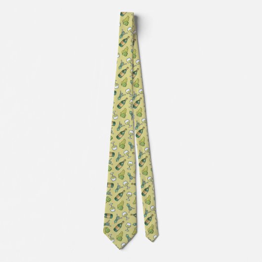 White Wine Pattern Neck Tie Krawatte (Vorderseite)
