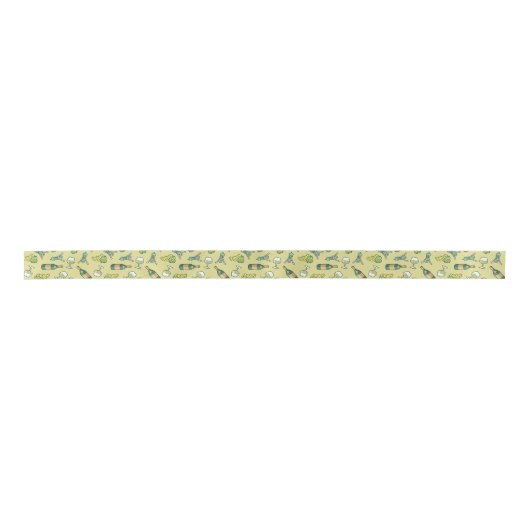 White Wine Pattern Satin Ribbon Satinband (Vorderseite)