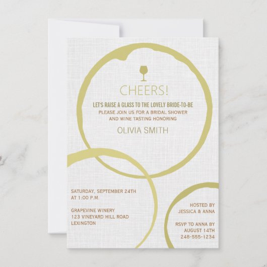 White Wine Stain Rings Bridal Dusche Einladungen (Vorderseite)