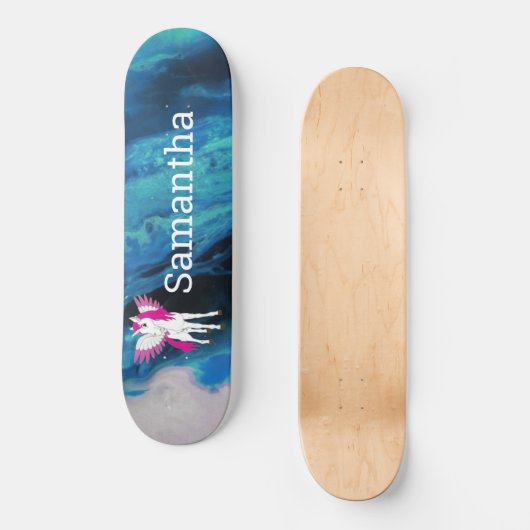 White Wing Skateboard Unicorn (Vorderseite)