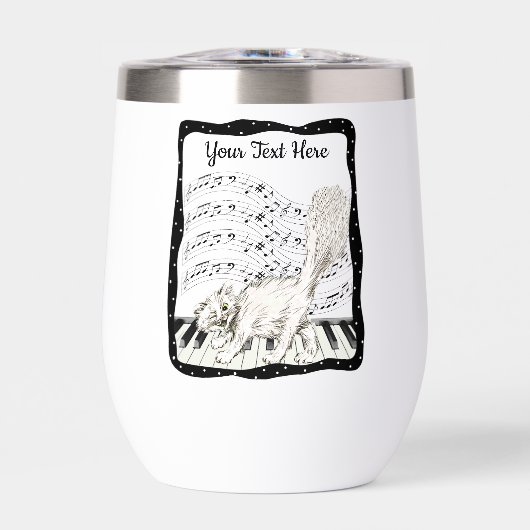 White Winking Cat Piano Keys Sheet Music Frame (Vorderseite)