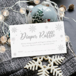 White Winter Baby Duschdusche Windeln Raffle Begleitkarte