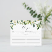 White Winter Blume Brautparty Rezept Karte (Stehend Vorderseite)