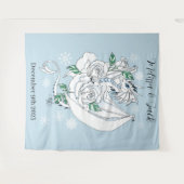 White Winter Dragon Snowflake Blue Wandteppich (Vorderseite (Horizontal))