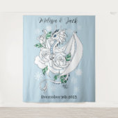 White Winter Dragon Snowflake Blue Wandteppich (Vorderseite)