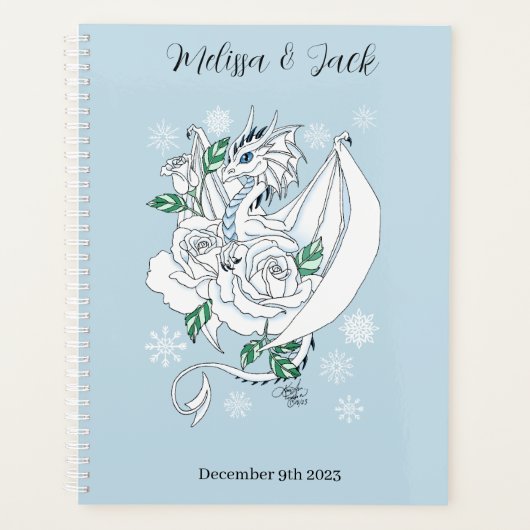 White Winter Dragon Snowflake Blue Wedding Planer (Vorderseite)