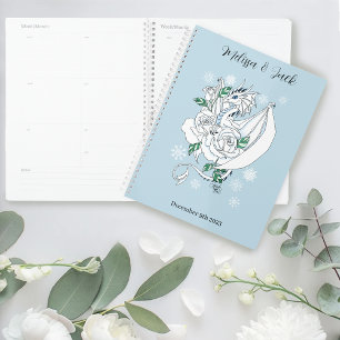 White Winter Dragon Snowflake Blue Wedding Planer