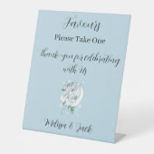 White Winter Dragon Snowflakes Blaue Gastgeschenk  Sockelschild (Vorderseite)