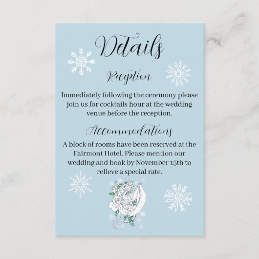 White Winter Dragon Snowflakes Blue Begleitkarte (Vorderseite)