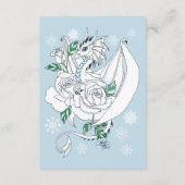 White Winter Dragon Snowflakes Blue Begleitkarte (Rückseite)