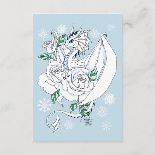White Winter Dragon Snowflakes Blue Begleitkarte (Rückseite)