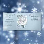 White Winter Dragon Snowflakes Blue Dreifach Gefaltete Einladung