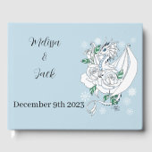 White Winter Dragon Snowflakes Blue Gästebuch (Vorderseite)