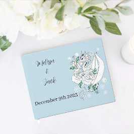 White Winter Dragon Snowflakes Blue Gästebuch