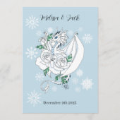 White Winter Dragon Snowflakes Blue Menükarte (Rückseite)