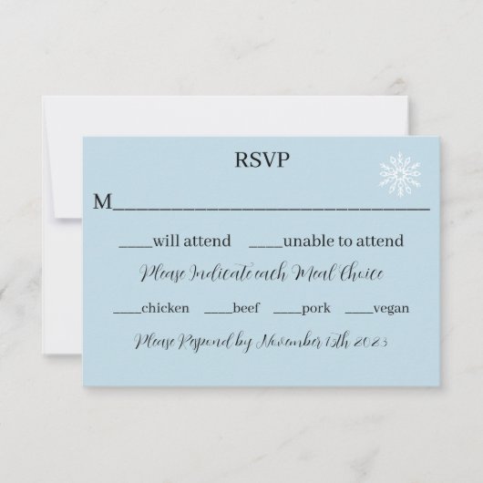 White Winter Dragon Snowflakes Blue RSVP Karte (Vorderseite)