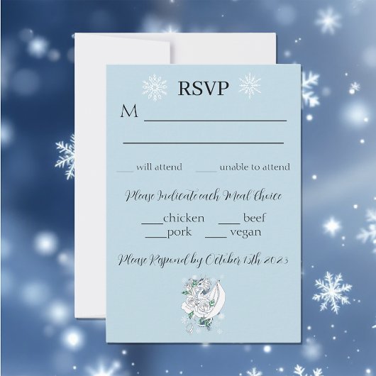 White Winter Dragon Snowflakes Blue RSVP Karte