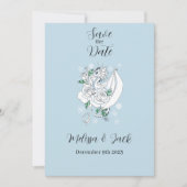 White Winter Dragon Snowflakes Blue Save The Date (Vorderseite)