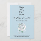 White Winter Dragon Snowflakes Blue Save The Date (Vorderseite)