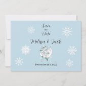 White Winter Dragon Snowflakes Blue Save The Date (Vorderseite)