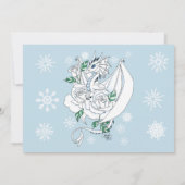 White Winter Dragon Snowflakes Blue Save The Date (Rückseite)