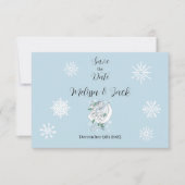 White Winter Dragon Snowflakes Blue Save The Date (Vorderseite)