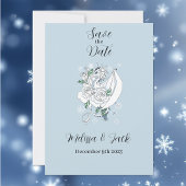 White Winter Dragon Snowflakes Blue Save The Date