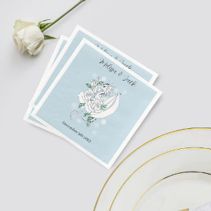 White Winter Dragon Snowflakes Blue Serviette