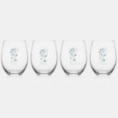 White Winter Dragon Snowflakes Blue Weinglas Ohne Stiel (Vorderseite)